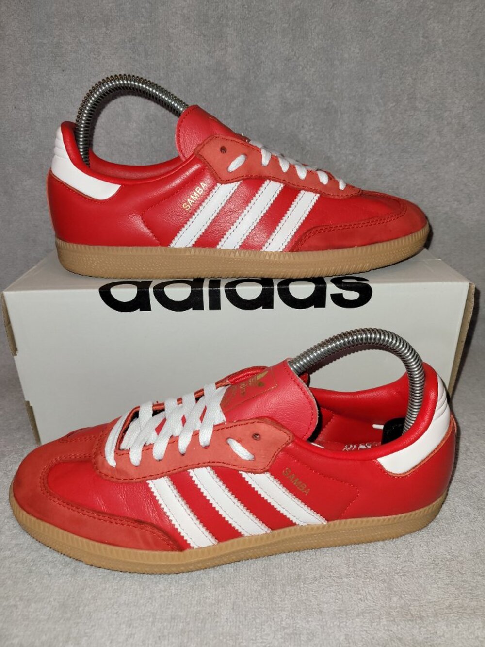 Adidas Samba OG Women's Size 7 Red White Tan Gum Sneakers IE6524 (#2203)